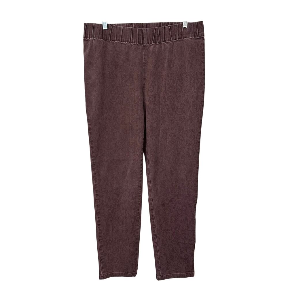 Soft Surroundings Pull-on Elastic Waist Jeans Womens Stretch Large Purple